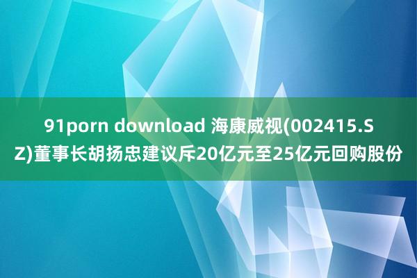 91porn download 海康威视(002415.SZ)董事长胡扬忠建议斥20亿元至25亿元回购股份