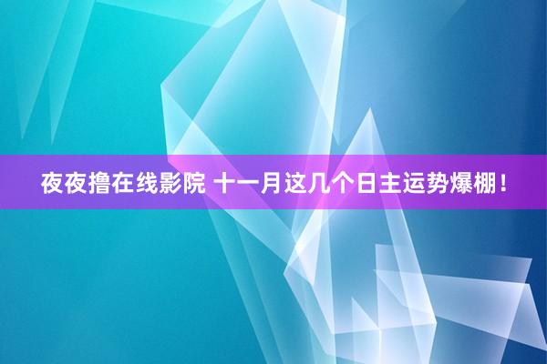 夜夜撸在线影院 十一月这几个日主运势爆棚！