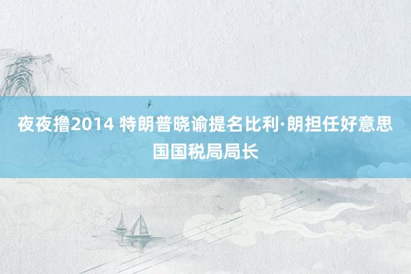夜夜撸2014 特朗普晓谕提名比利·朗担任好意思国国税局局长