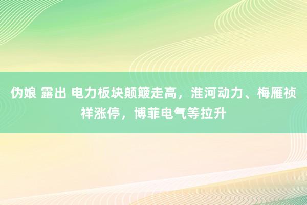 伪娘 露出 电力板块颠簸走高，淮河动力、梅雁祯祥涨停，博菲电气等拉升
