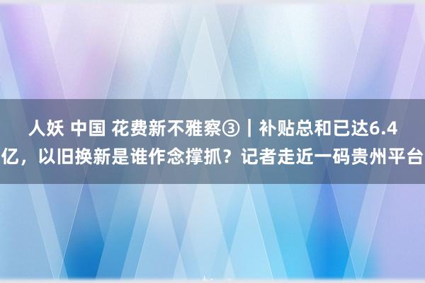 人妖 中国 花费新不雅察③｜补贴总和已达6.4亿，以旧换新是谁作念撑抓？记者走近一码贵州平台