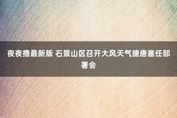 夜夜撸最新版 石景山区召开大风天气搪唐塞任部署会