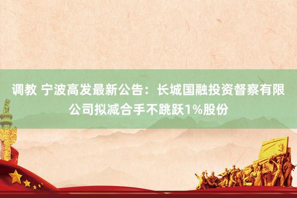 调教 宁波高发最新公告：长城国融投资督察有限公司拟减合手不跳跃1%股份