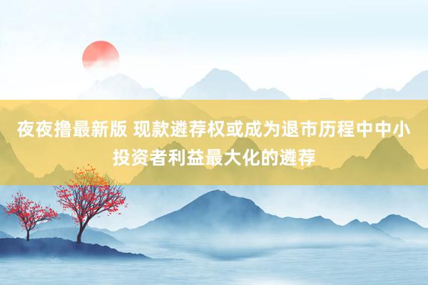夜夜撸最新版 现款遴荐权或成为退市历程中中小投资者利益最大化的遴荐